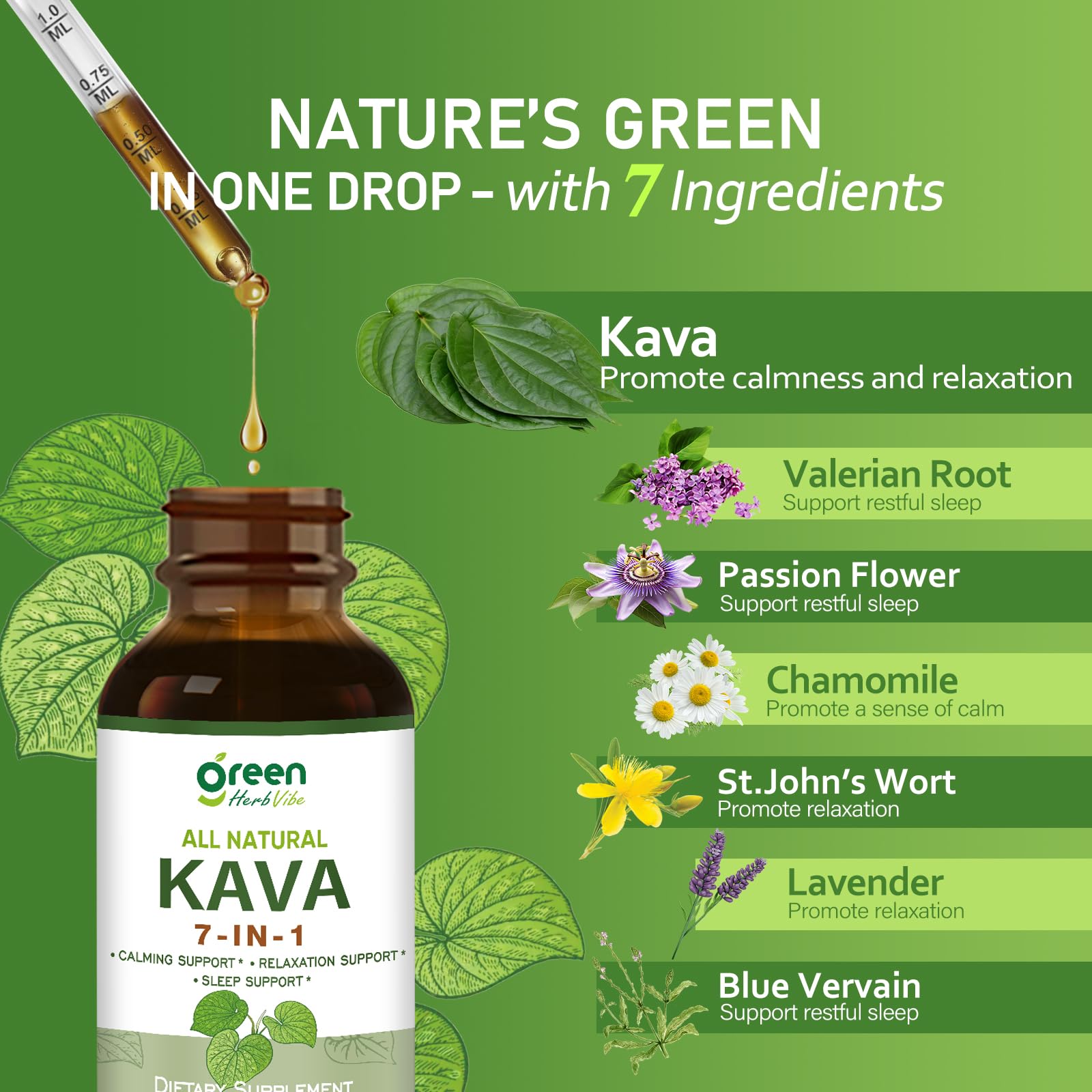 Kava drops being poured into a glass of liquid