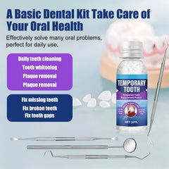 User smiling with repaired tooth using Green Hills Kit