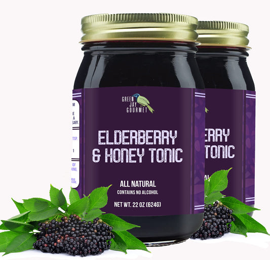 Green Jay Gourmet Elderberry Tonic 22 oz bottle – front view