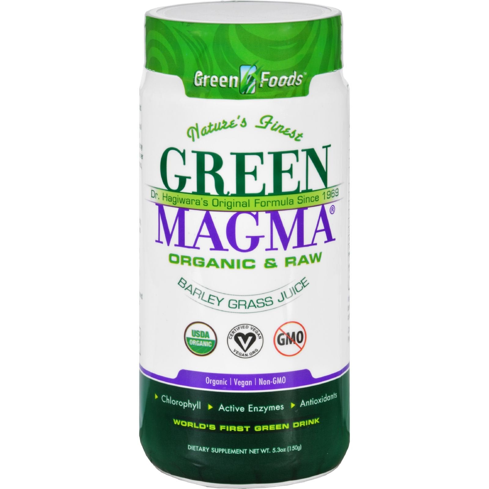Green Foods Green Magma 5.3 oz bottle label