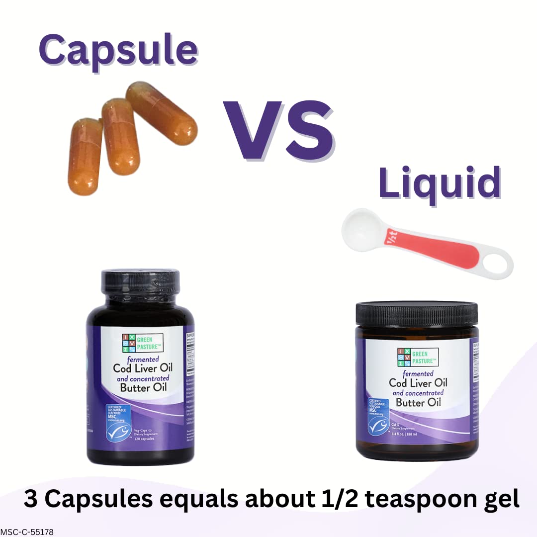 Gel form of Green Pasture cod liver oil and butter oil blend