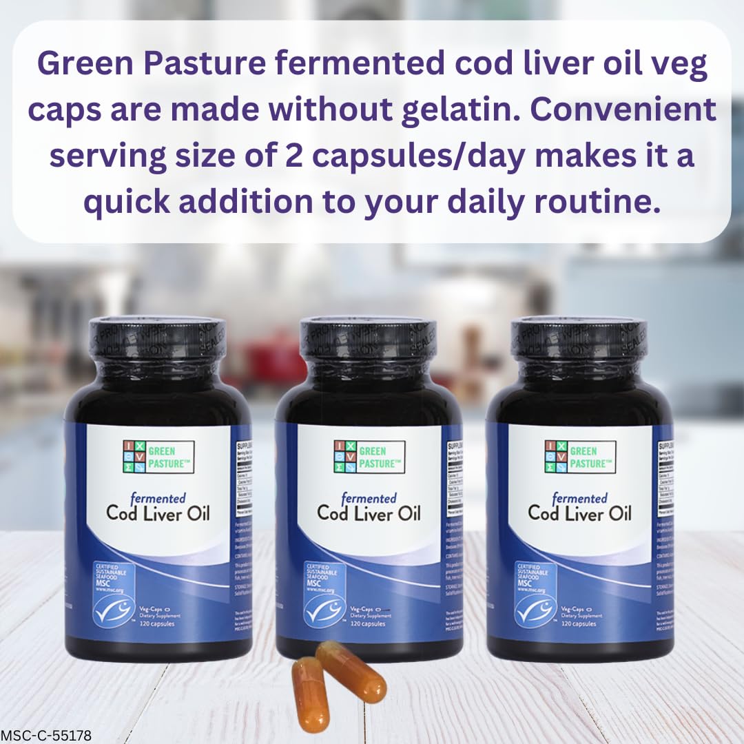 Front view of Green Pasture Fermented Cod Liver Oil bottle label