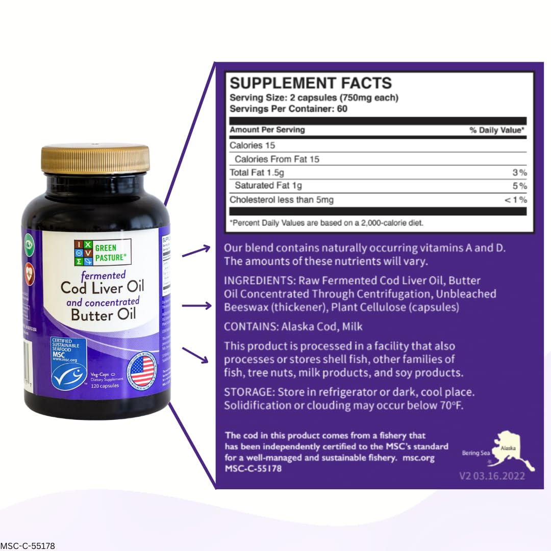 Green Pasture MSC-certified seal on packaging confirms responsible sourcing