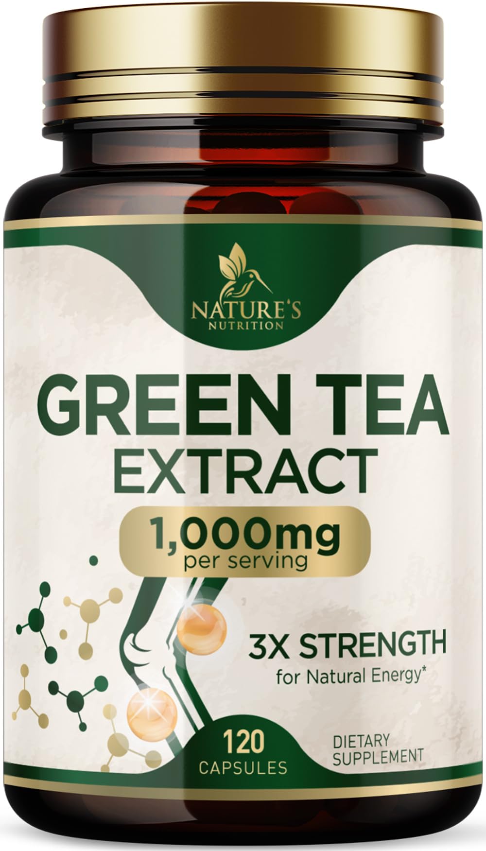 Green Tea Extract Capsules 1000 mg bottle front view