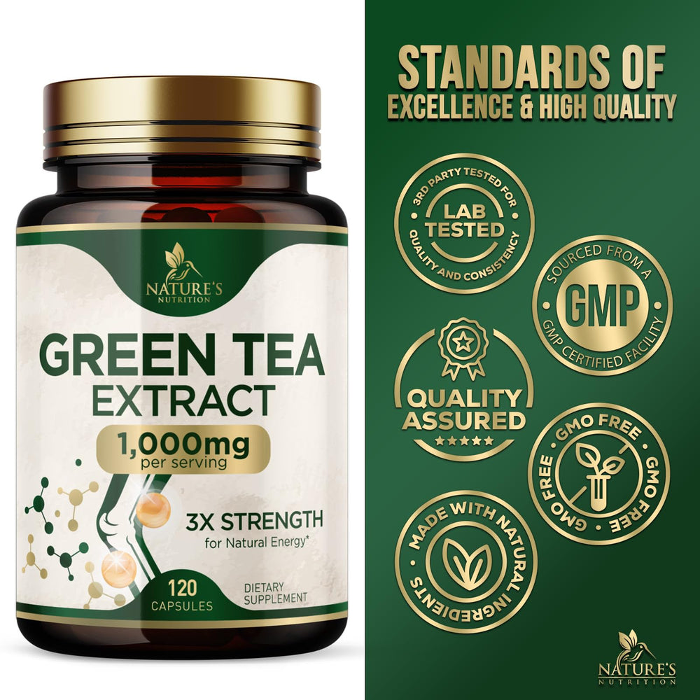 Green Tea Extract Capsules spilled from bottle