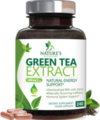 Front view of Green Tea Extract Capsules 1000 mg bottle