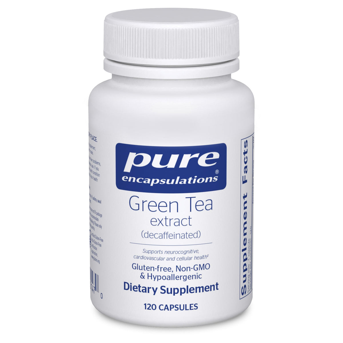 Pure Encapsulations Green Tea Extract bottle label - decaffeinated