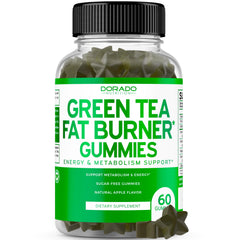Green Tea Fat Burner Gummies bottle with Apple flavor label