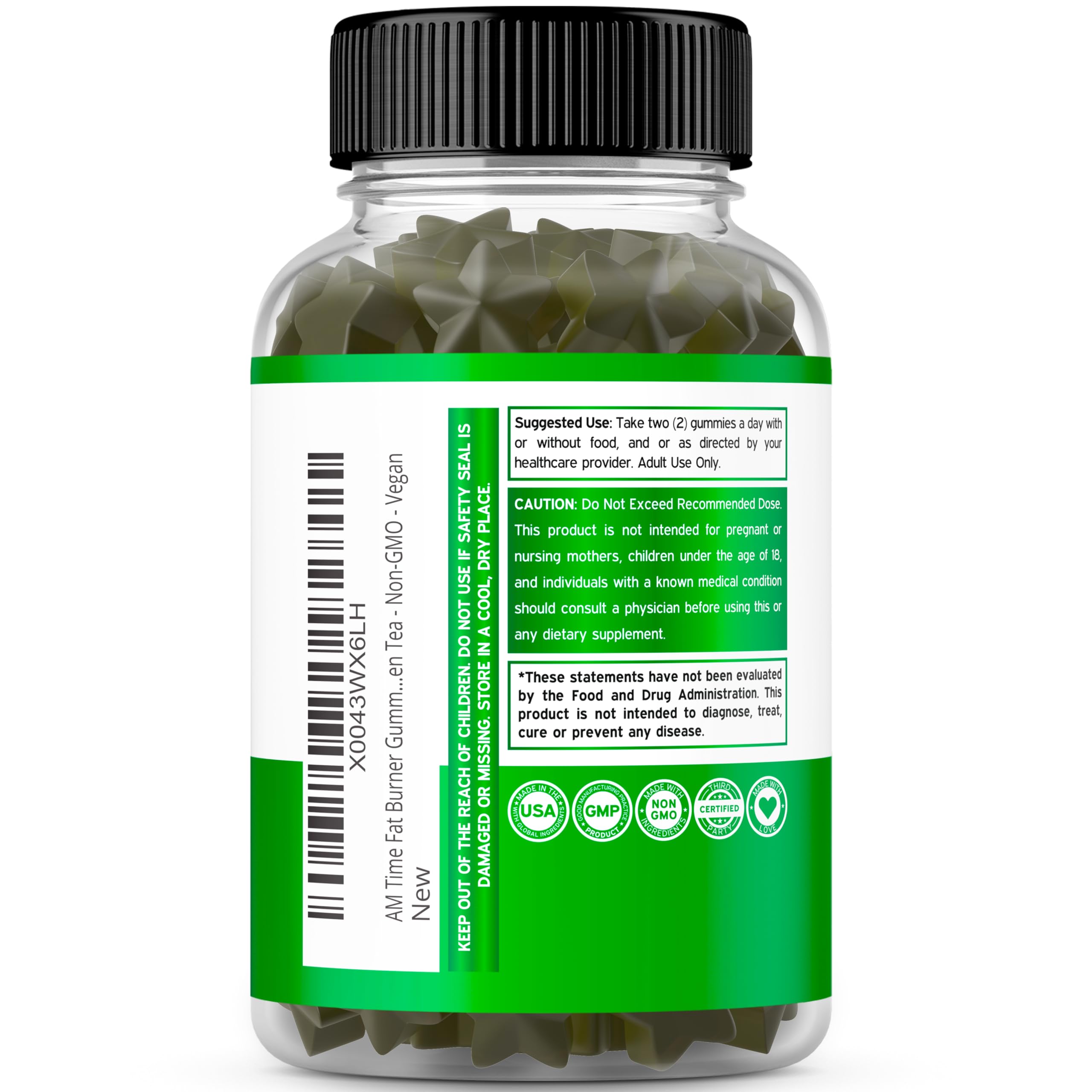 Apple-flavored Green Tea Fat Burner Gummies close-up