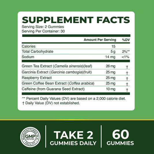Green Tea Fat Burner Gummies bottle with packaging