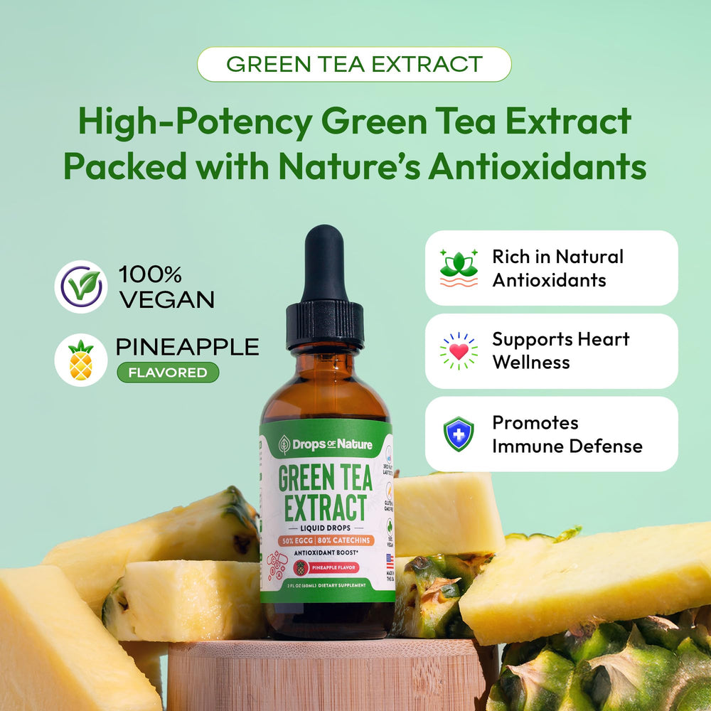Green Tea liquid drops bottle with dropper for easy dosing