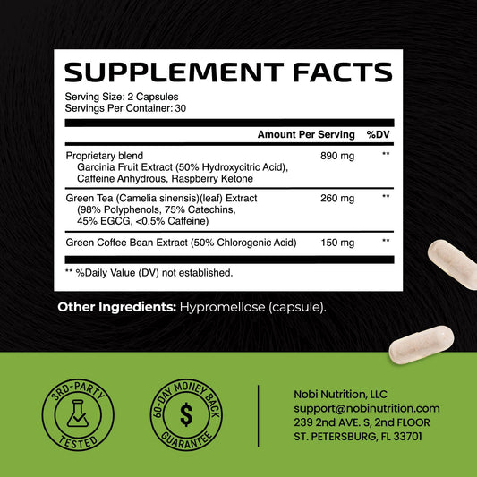 Capsules for green tea fat burner and metabolism support