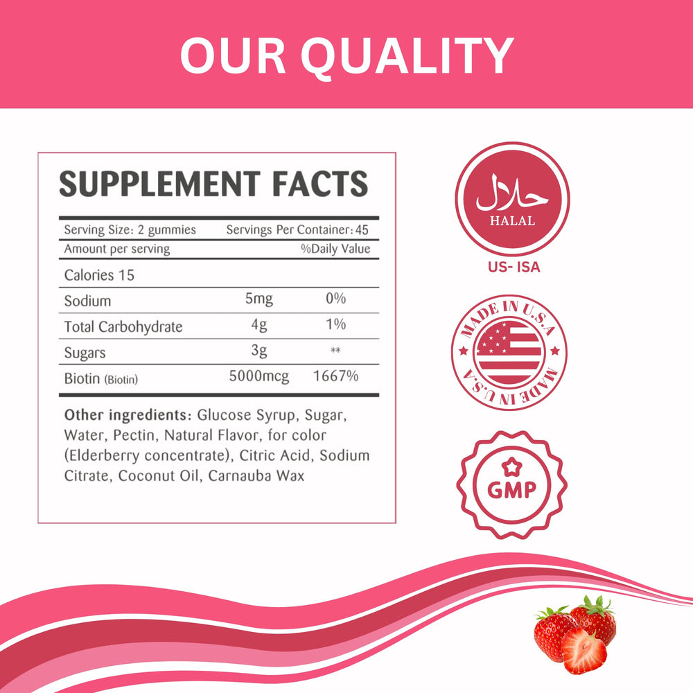 Strawberry flavored biotin gummies