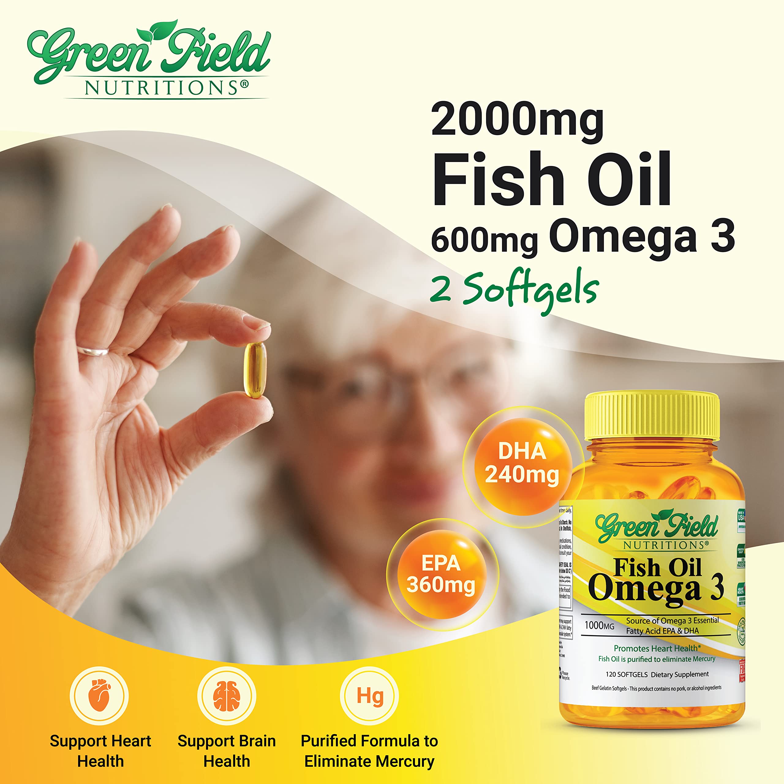 Back label showing Omega-3 content and halal certification