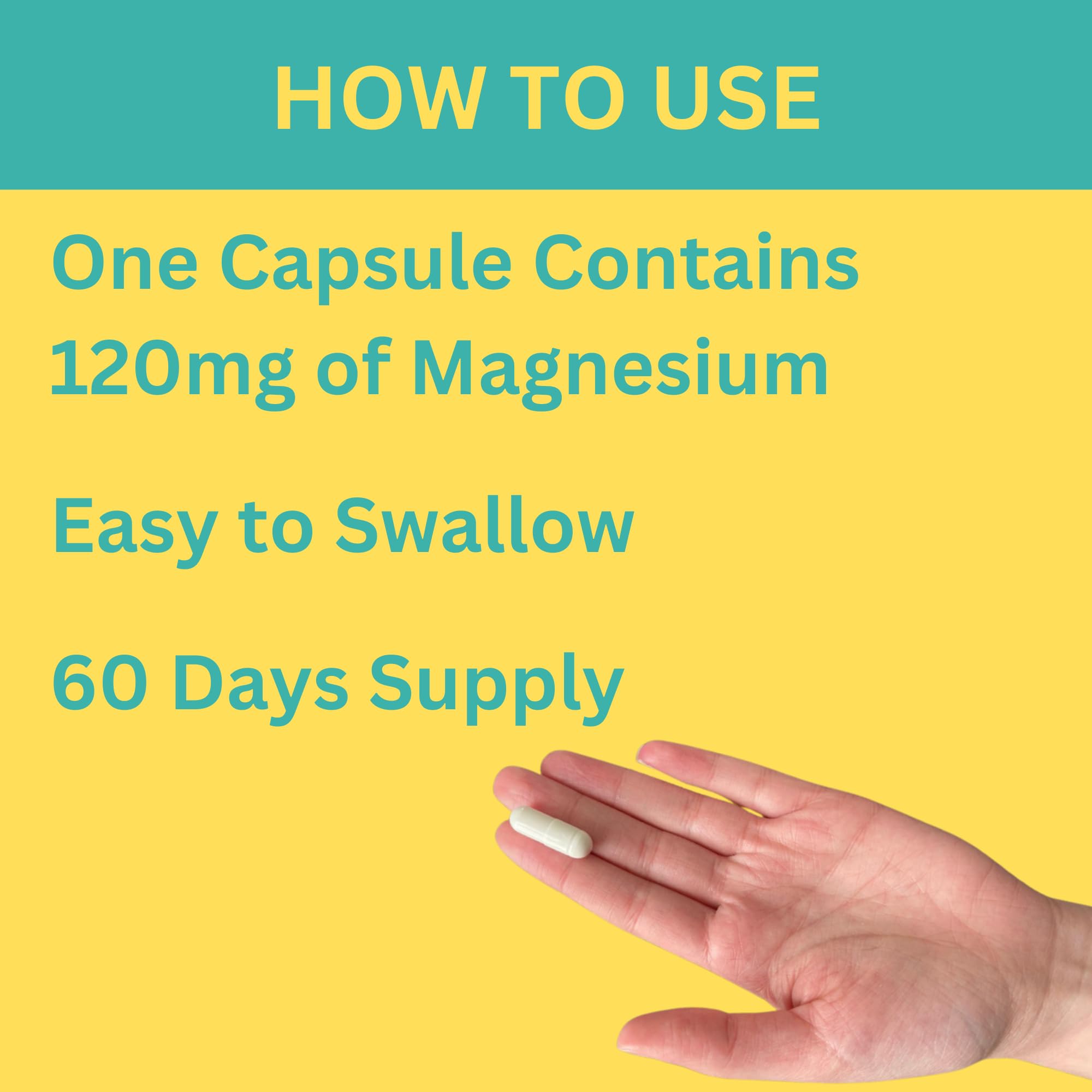 Close-up of Magnesium Glycinate 120mg capsule bottle