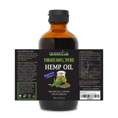 Close-up of GreenIVe hemp oil bottle label