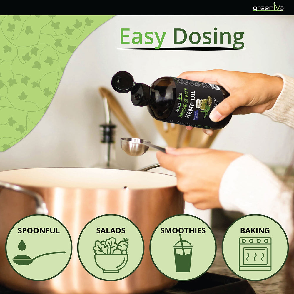 Serving ideas for hemp oil on salad or in smoothie