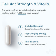 GreenLab Urolithin A+ 1500 mg packaging emphasizing mitochondrial health
