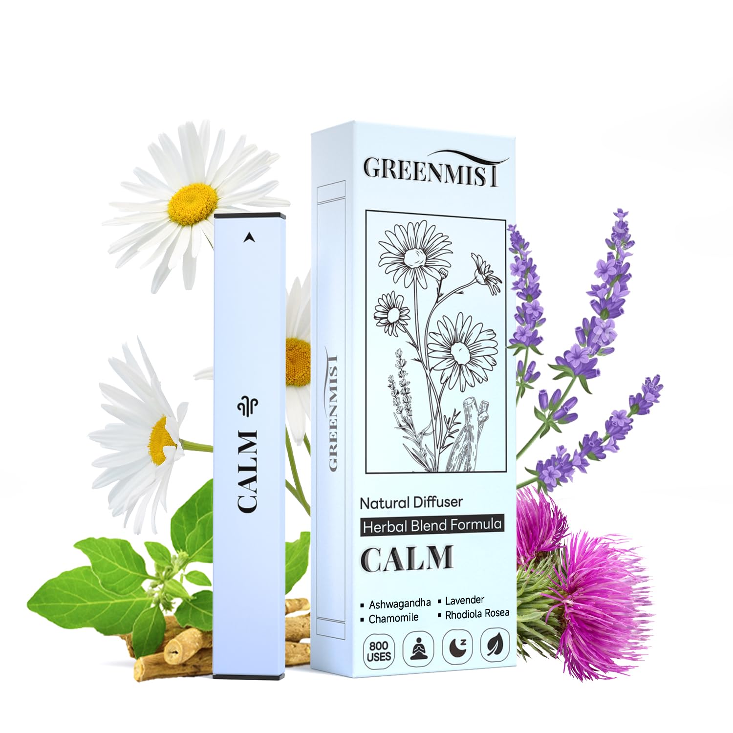 GreenMist diffuser with ashwan dha and lavender for calming aroma ritual