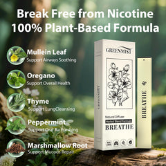 Herbal blend ingredients for GREENMIST including Mullein and Marshmallow Root