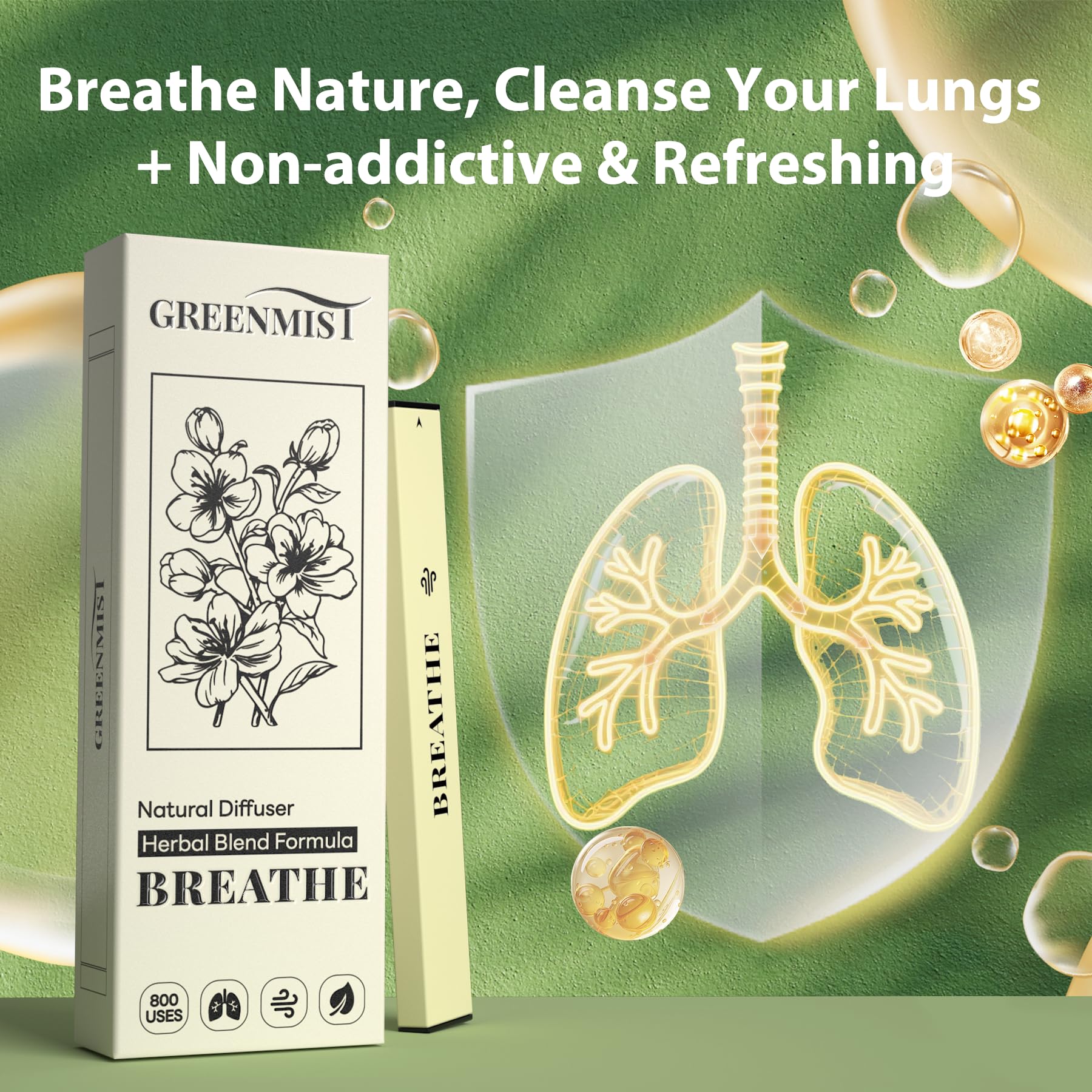 Lifestyle shot of a person using GREENMIST for respiratory comfort
