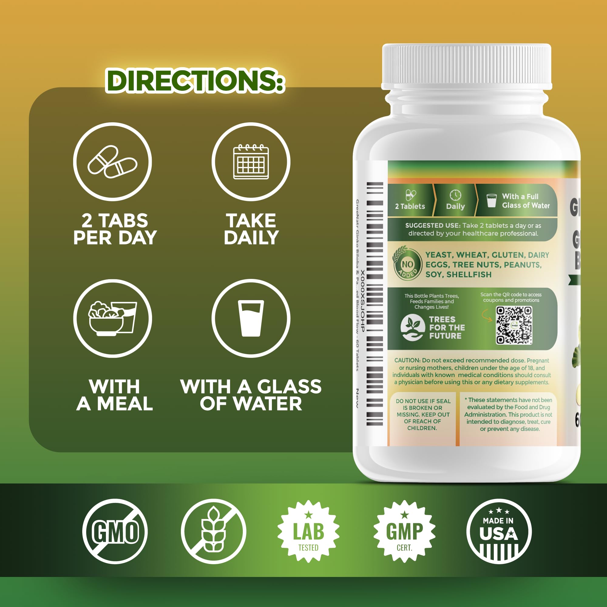 GreeNatr Ginko Biloba Panax Ginseng on kitchen counter for easy daily routine.