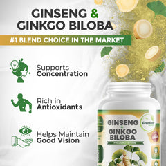 GreeNatr Ginko Biloba Panax Ginseng label detail highlights vegan non-GMO formula.