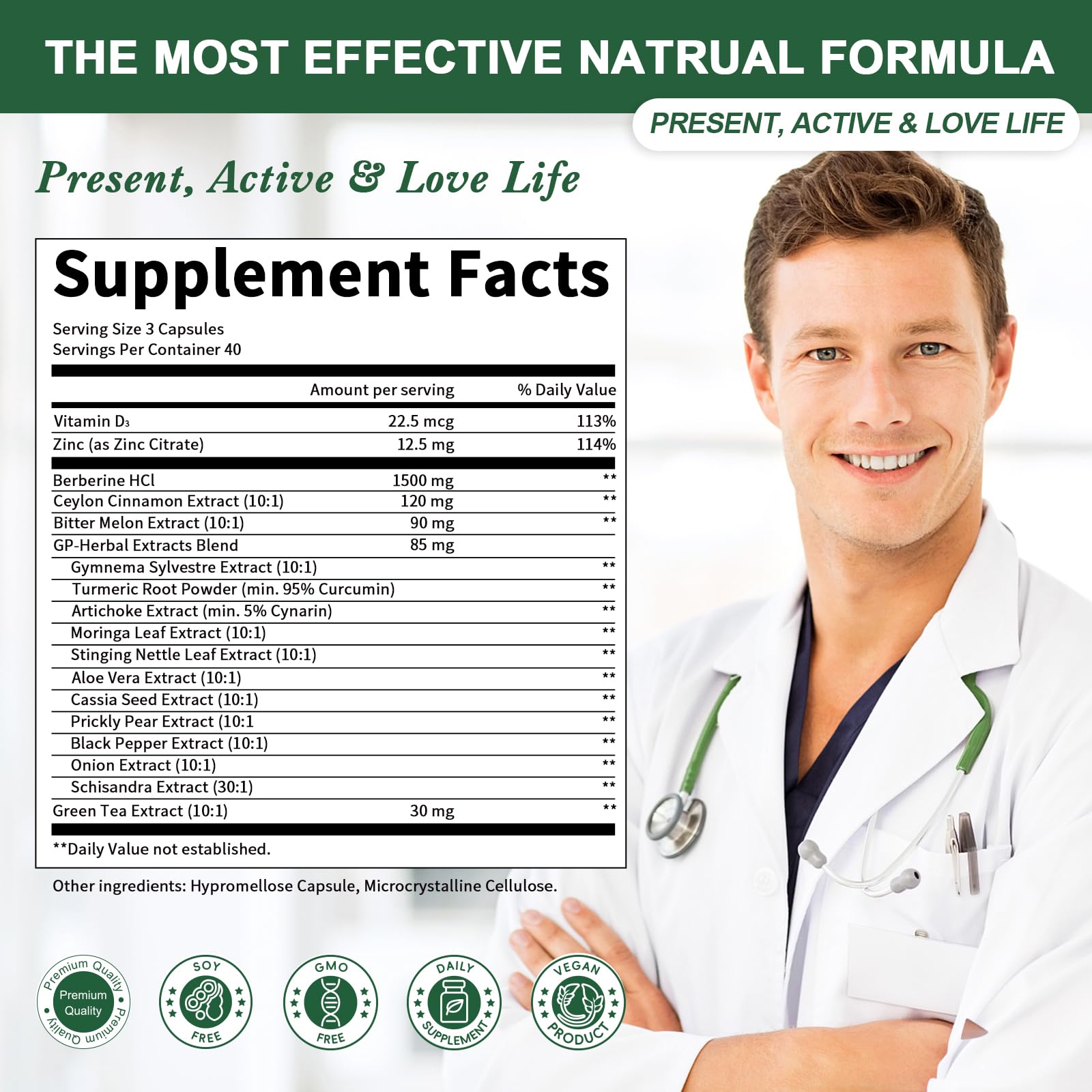Berberine capsules for energy and endurance