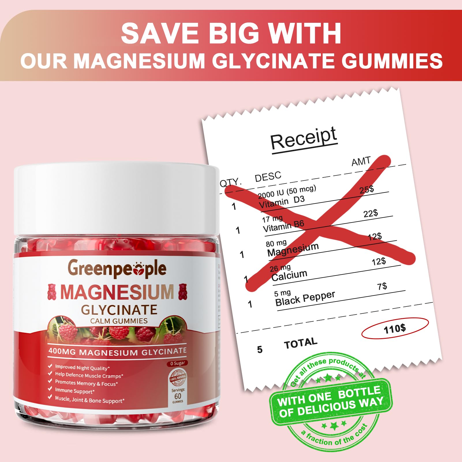 GreenPeople raspberry-flavored gummies with glossy surface for tasty wellness.