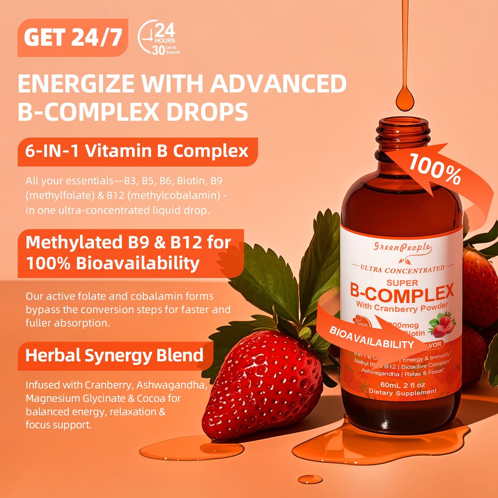 Ingredients panel for GREENPEOPLE Methylated B Complex