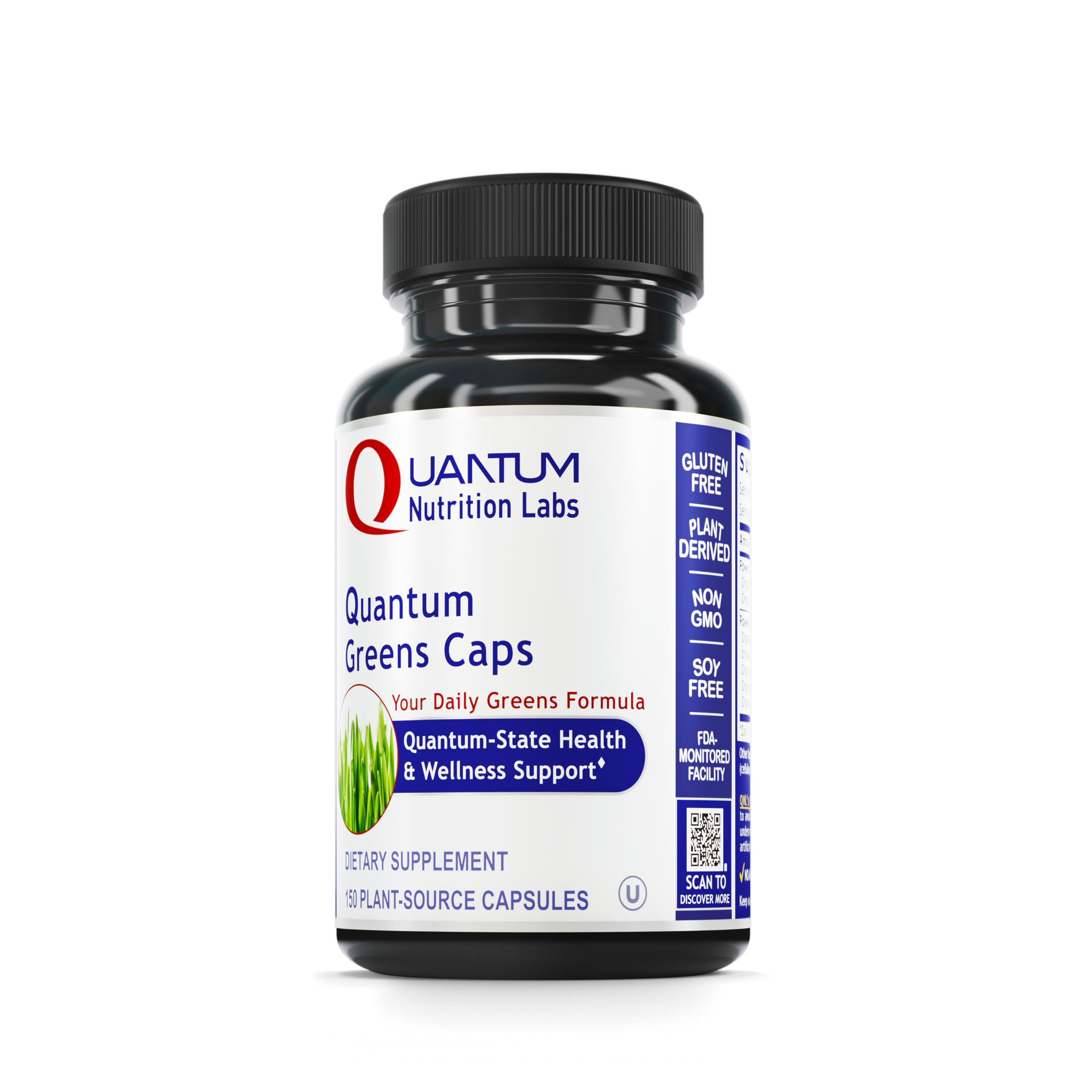 Bottle of Quantum Nutrition Labs Greens Capsules