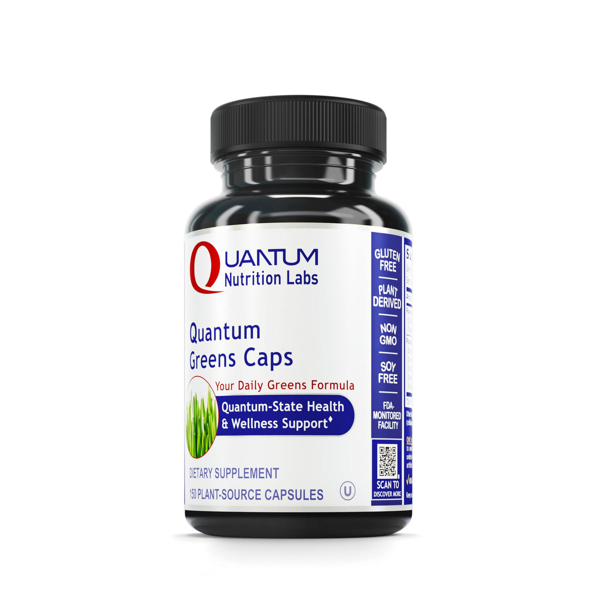 Bottle of Quantum Nutrition Labs Greens Capsules