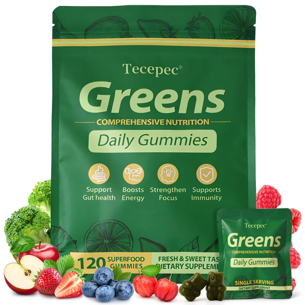 Greens Daily Gummies bottle with 120-count label on white background