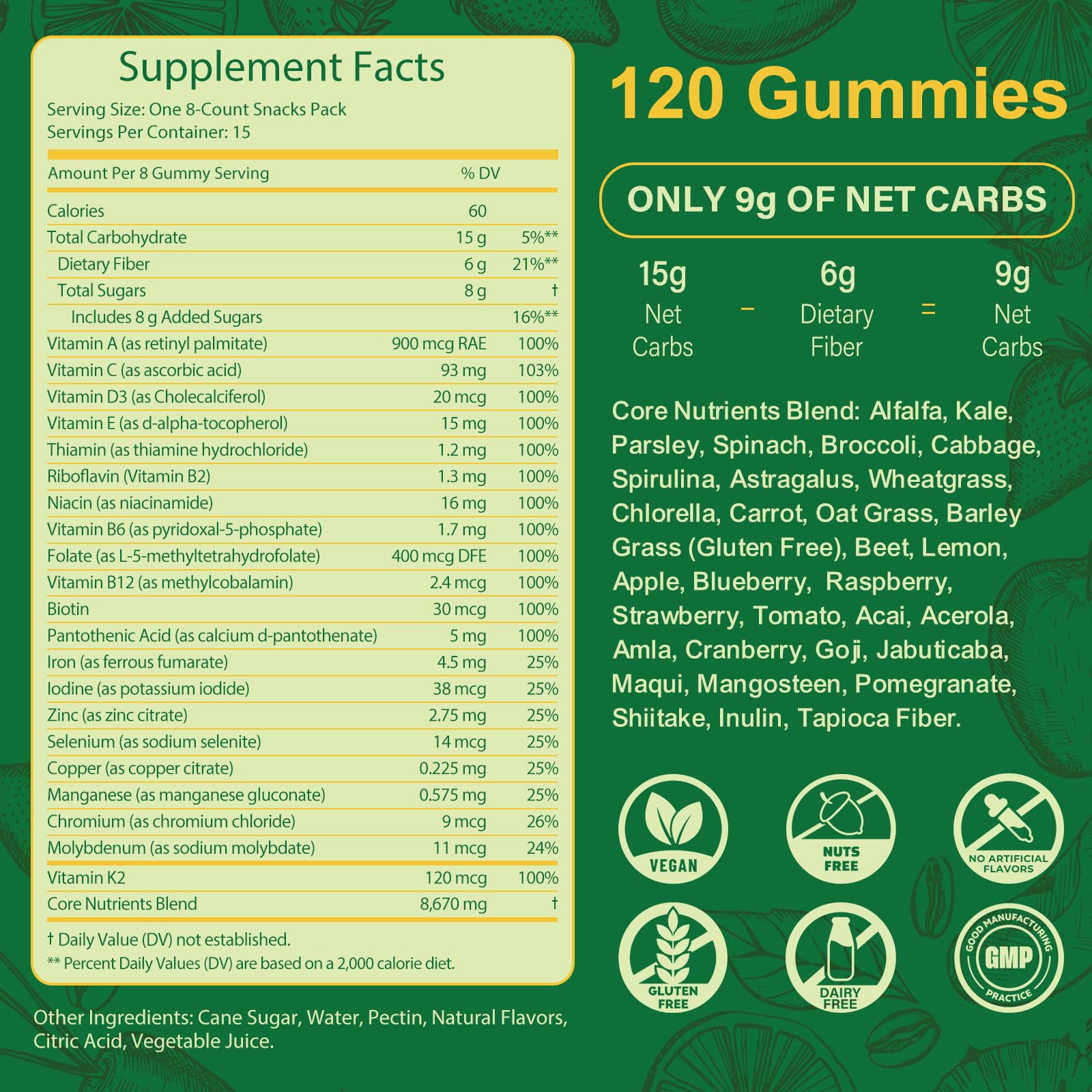 Individual daily gummy packets for on-the-go use