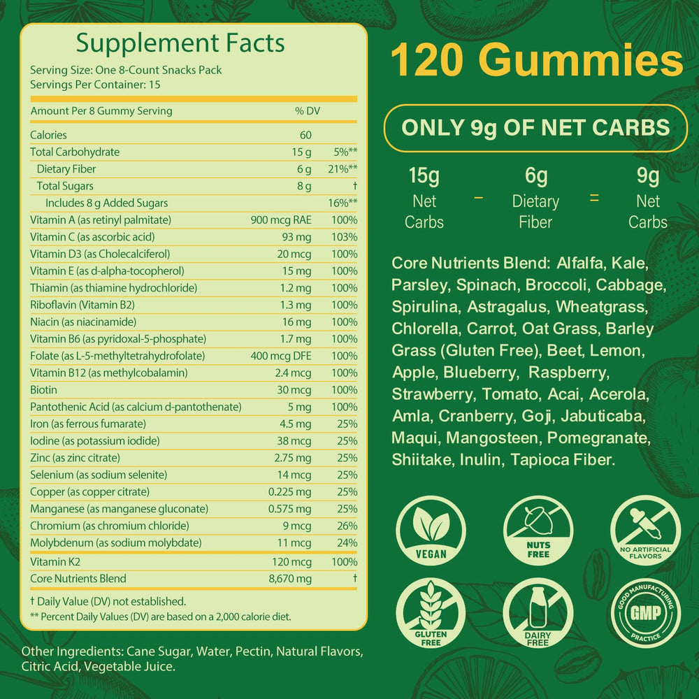 Individual daily gummy packets for on-the-go use