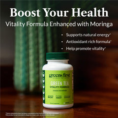 Moringa and green tea ingredients close-up
