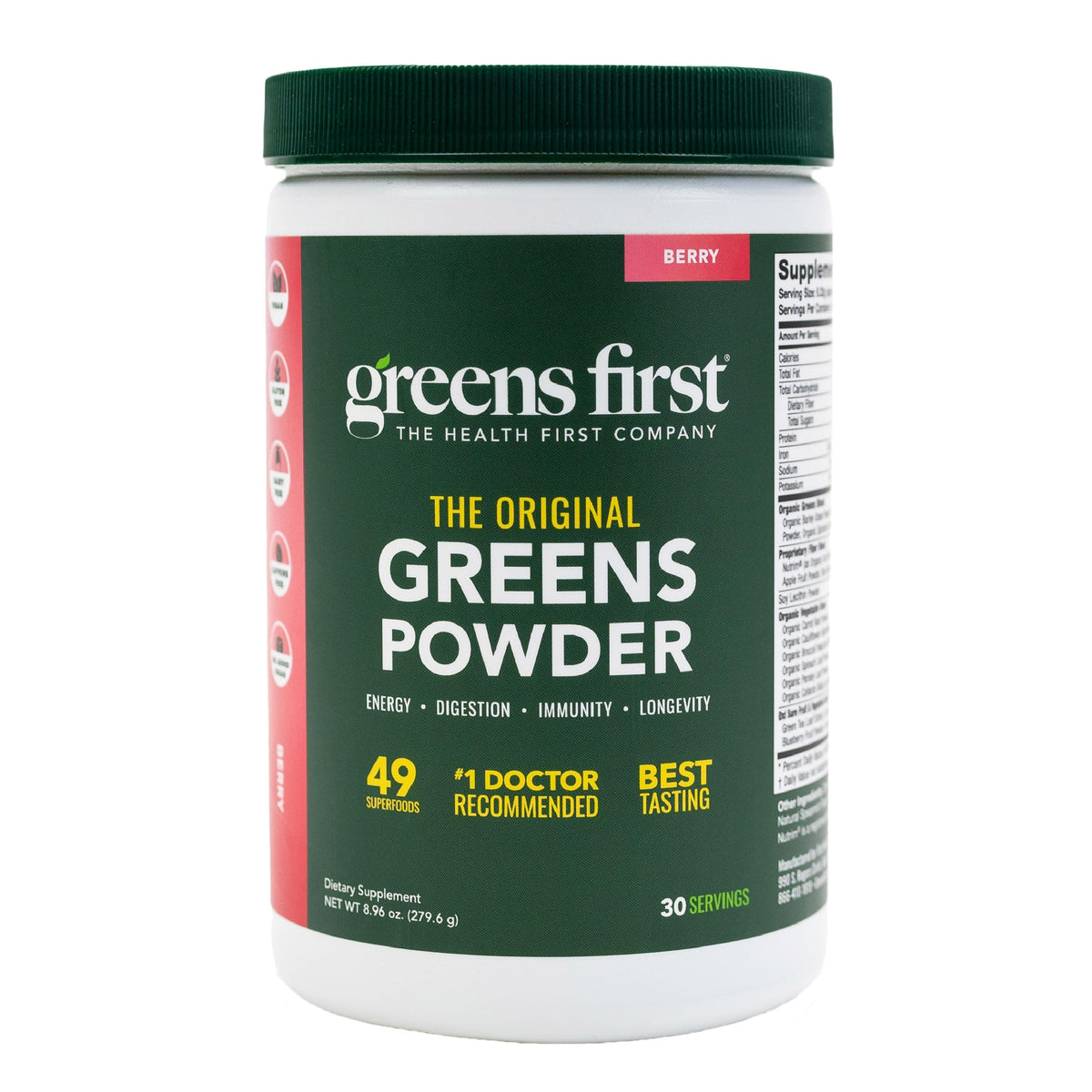 Greens First Berry flavor container front view