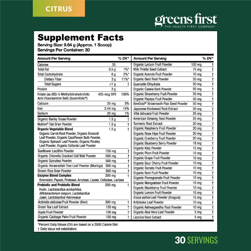 Serving suggestion demonstrating daily wellness routine with greens powder