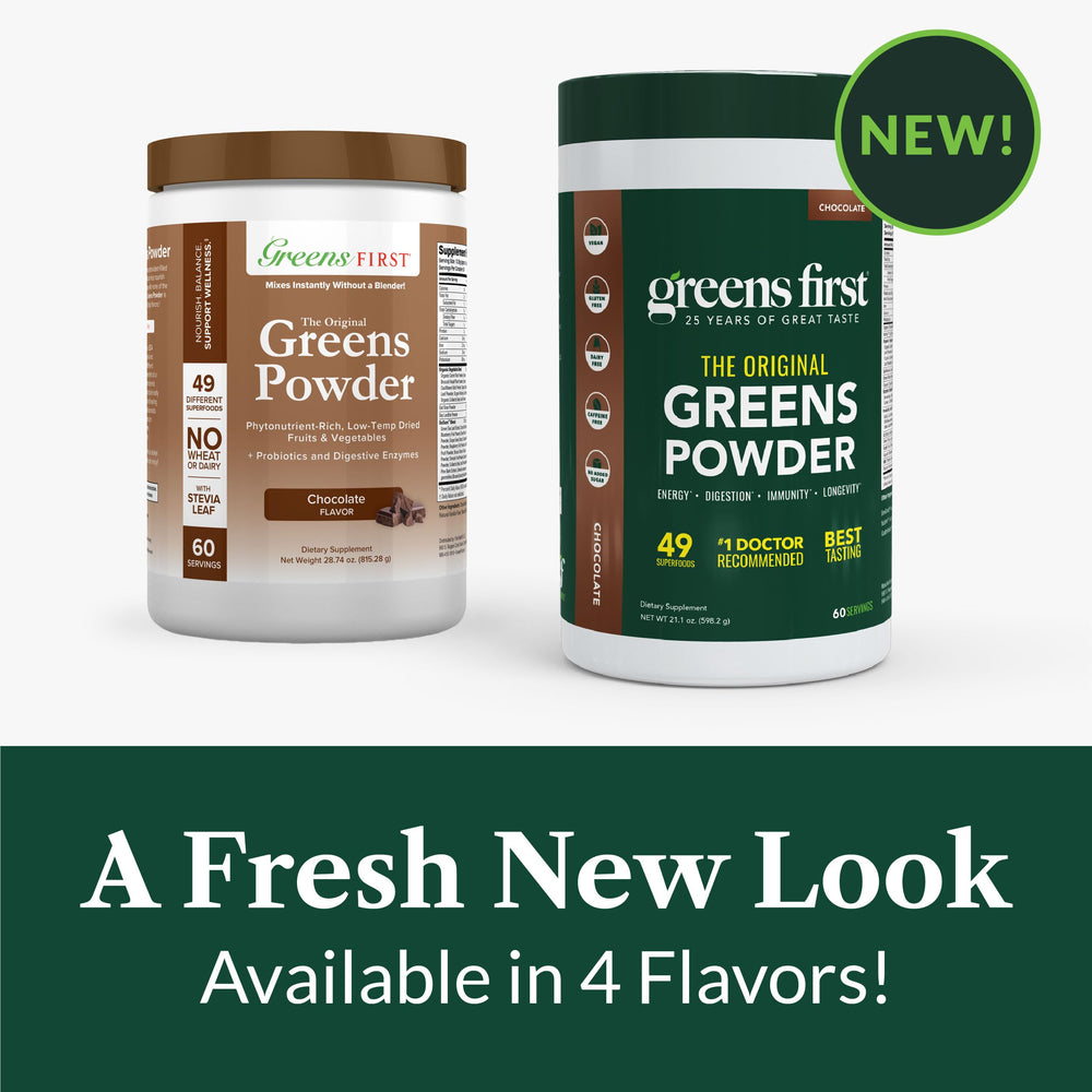 Greens First packaging and jar image
