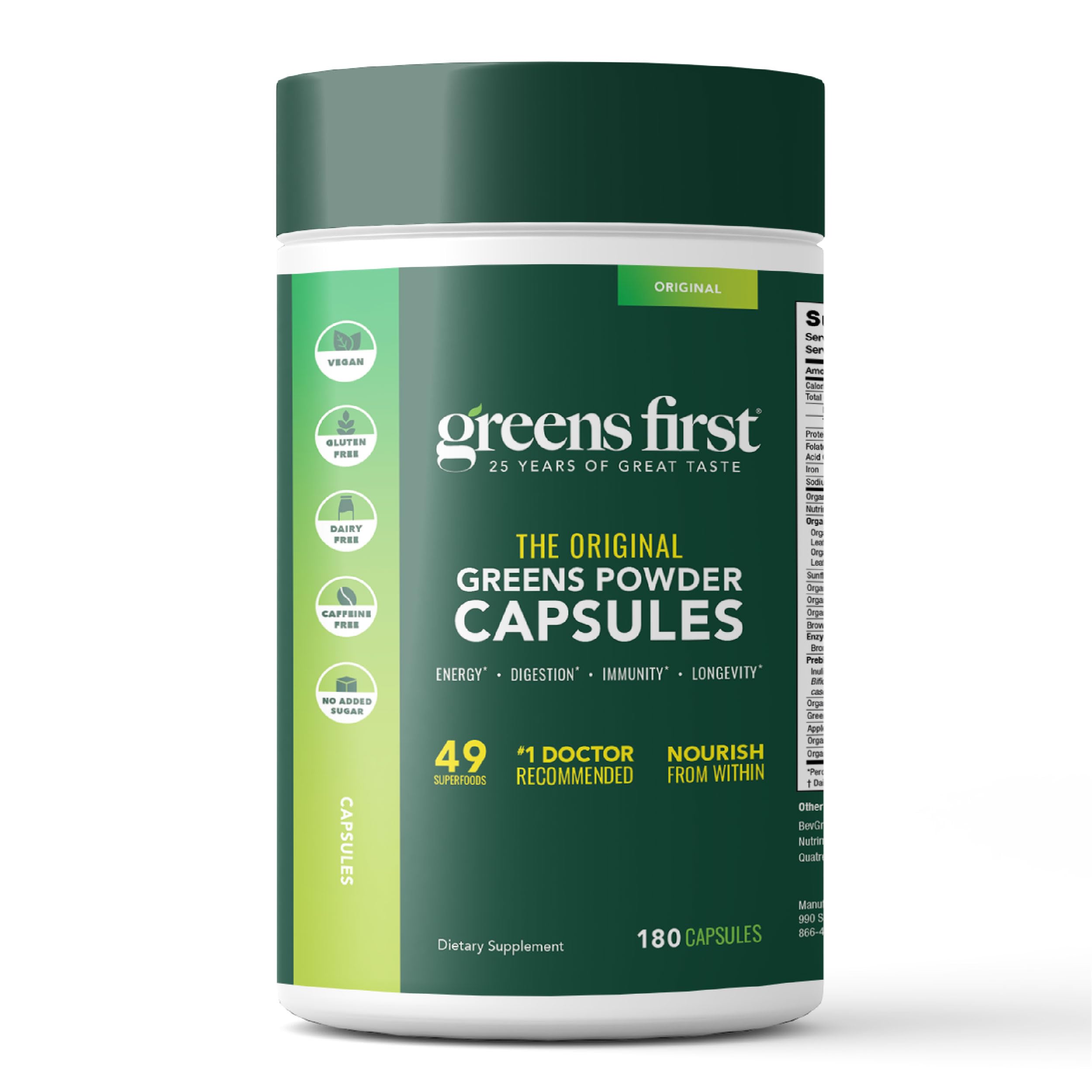 Greens First PRO Phytonutrient Capsules bottle - front view