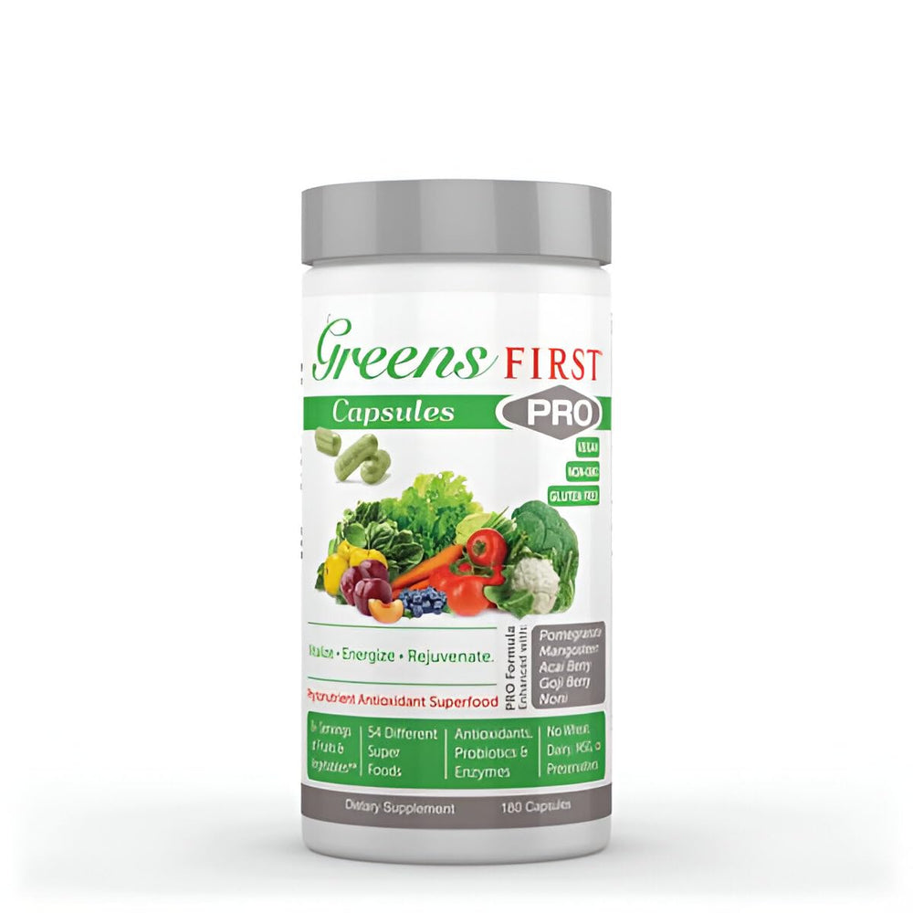 Dairy-free, wheat-free and non-GMO badge on Greens First PRO