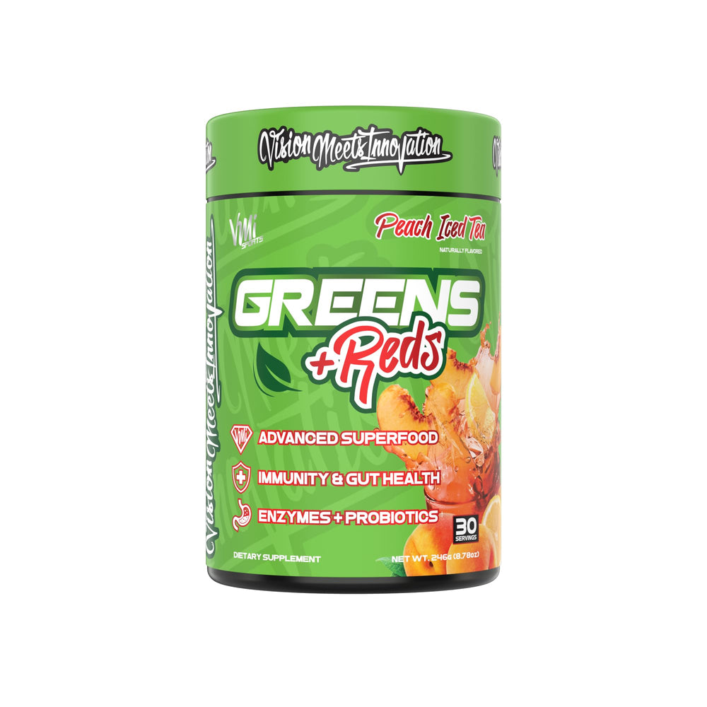 VMI Sports Greens + Reds Peach Iced Tea bottle front view