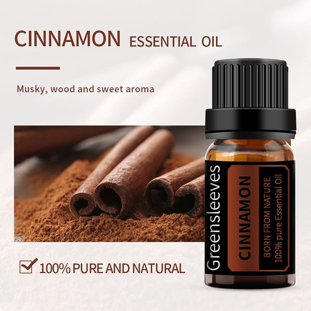 Greensleeves cinnamon oil being poured for skin-friendly blends when diluted.