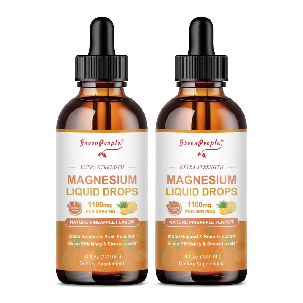 Front view of GreenPeople 17-in-1 Magnesium Drops Pineapple bottle (4 oz)