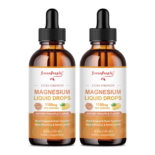Front view of GreenPeople 17-in-1 Magnesium Drops Pineapple bottle (4 oz)