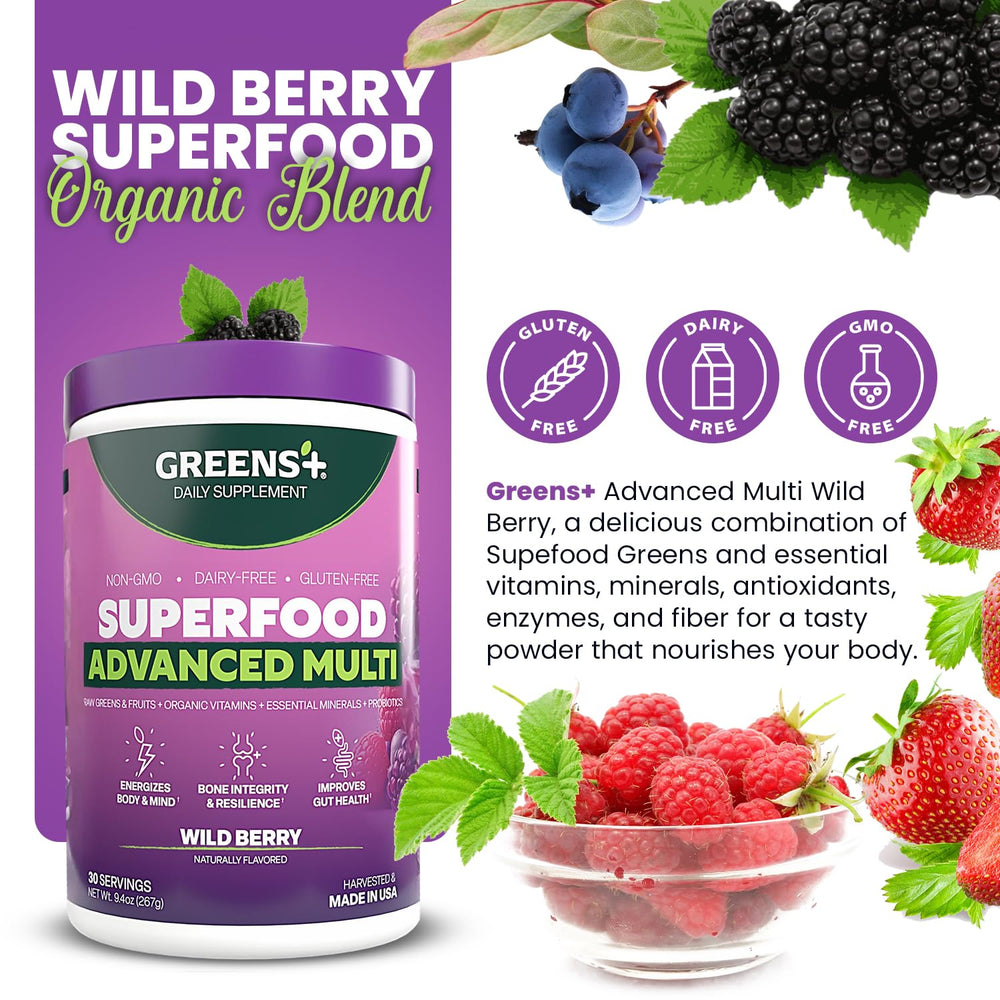 Greens+ scoop beside the tub for convenient daily dosage supporting energy