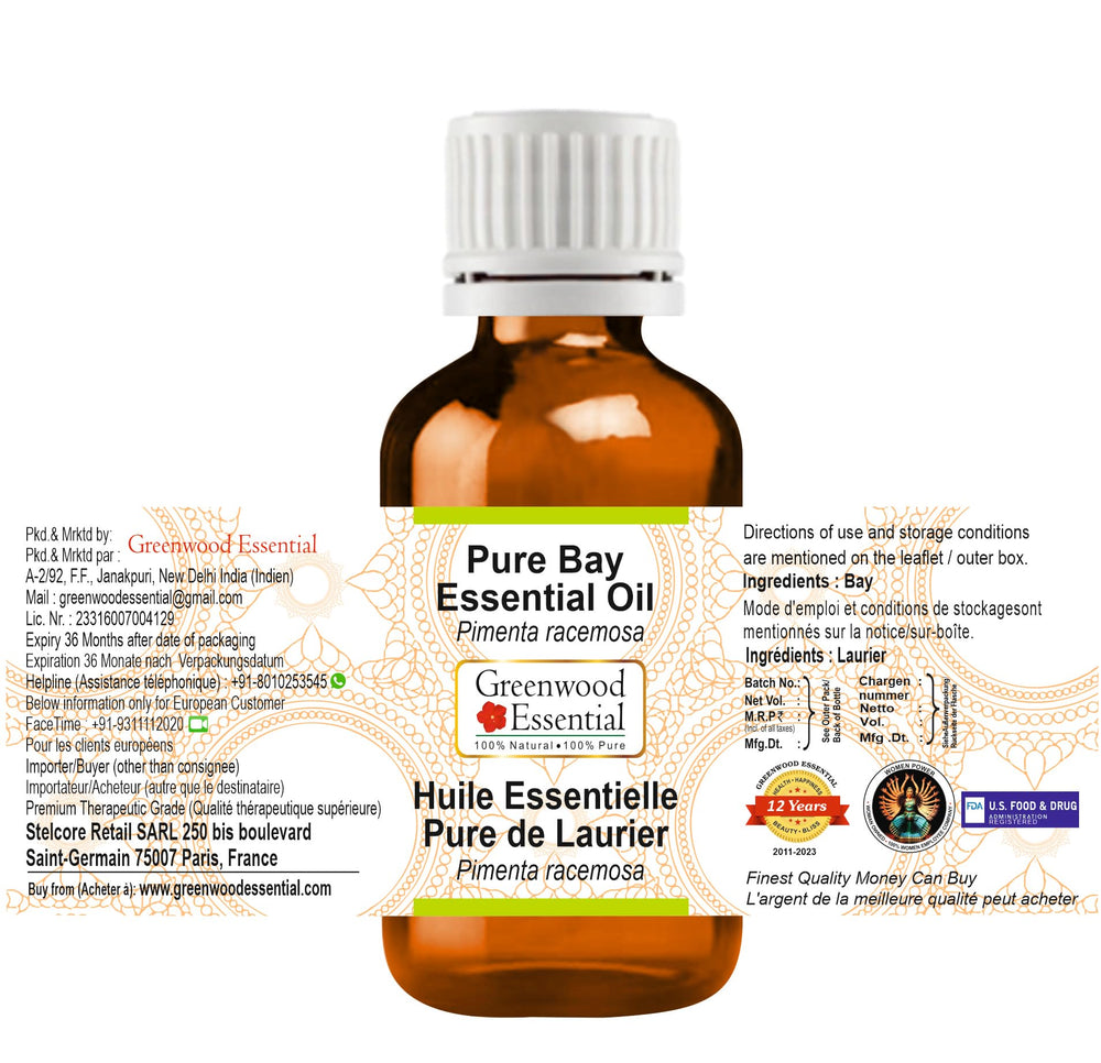 Steam-distilled Pimenta racemosa essential oil close-up