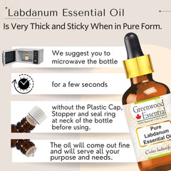 Front view of Greenwood Labdanum essential oil 100ml