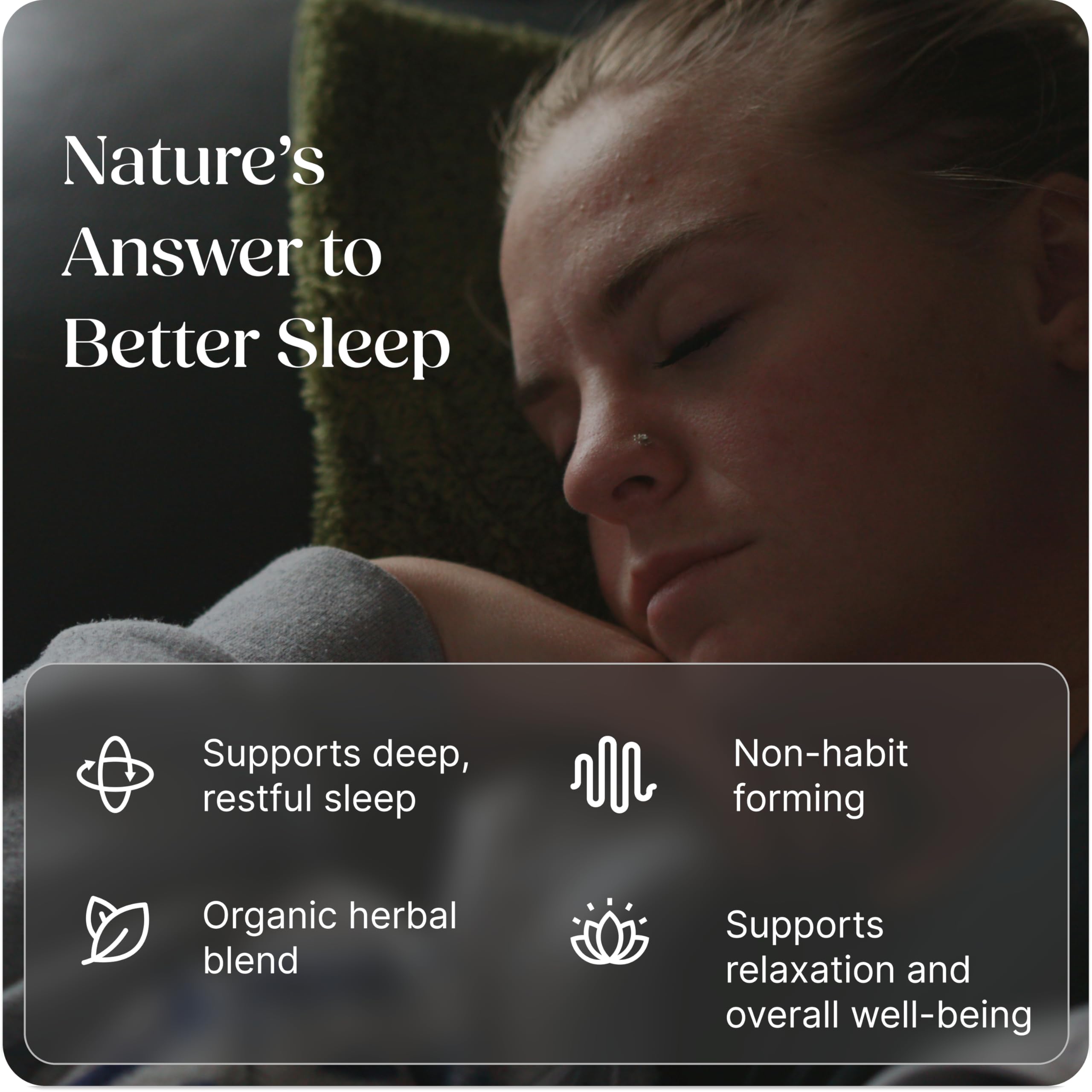 Vegan 60-count capsules for restful sleep