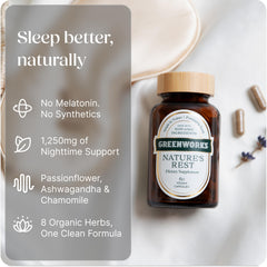 Botanical blend featuring Chamomile, Passionflower, Lavender and Lemon Balm